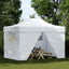 foldbart festtelt med 4 sidevægge 280x410x315 cm stål hvid
