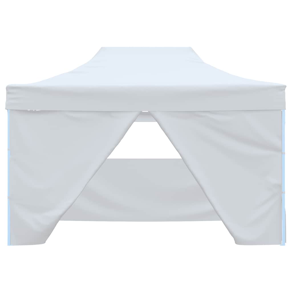 foldbart festtelt med 4 sidevægge 280x410x315 cm stål hvid