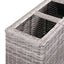 hævet plantekasse med 4 krukker 80x22x79 cm polyrattan grå