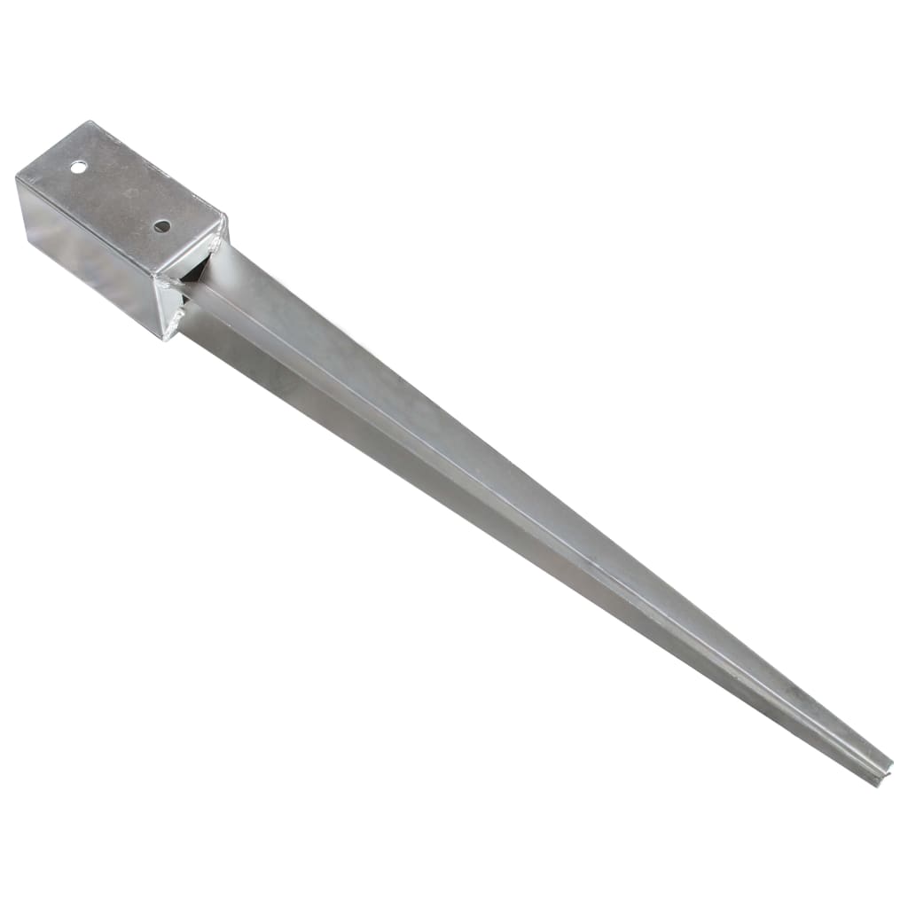 jordpløkker 2 stk. 7 x 7 x 75 cm galvaniseret stål sølvfarvet