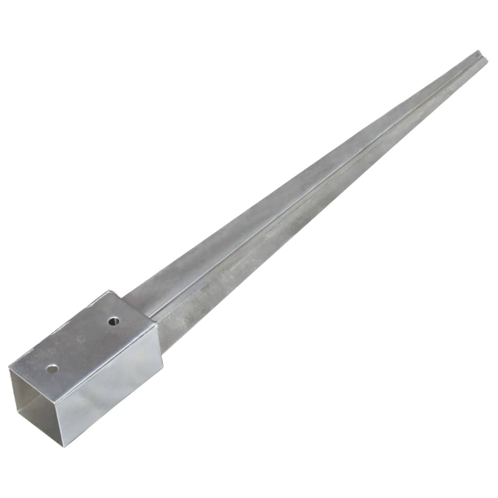 jordpløkker 2 stk. 7 x 7 x 75 cm galvaniseret stål sølvfarvet