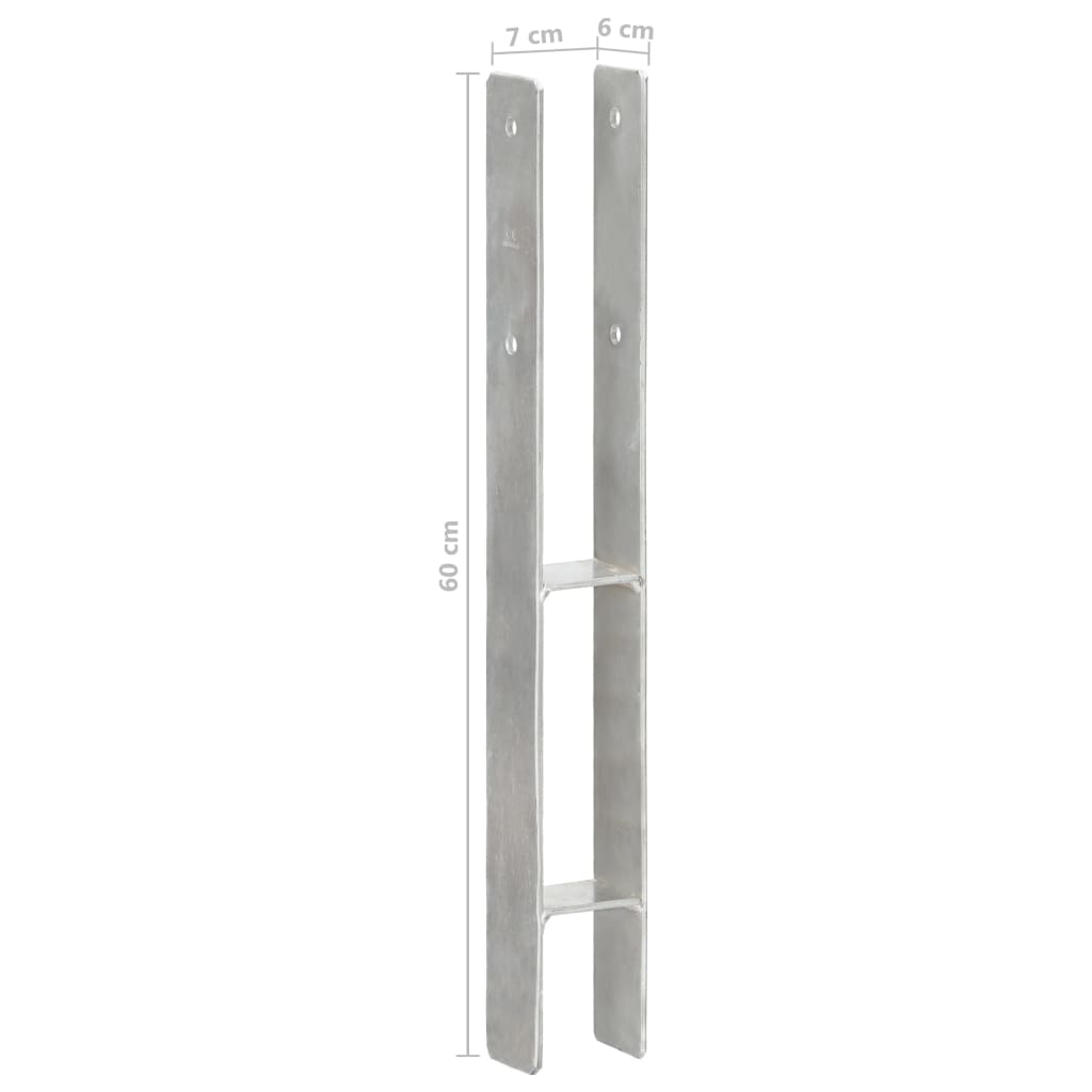 hegnspløkker 6 stk. 7x6x60 cm galvaniseret stål sølvfarvet