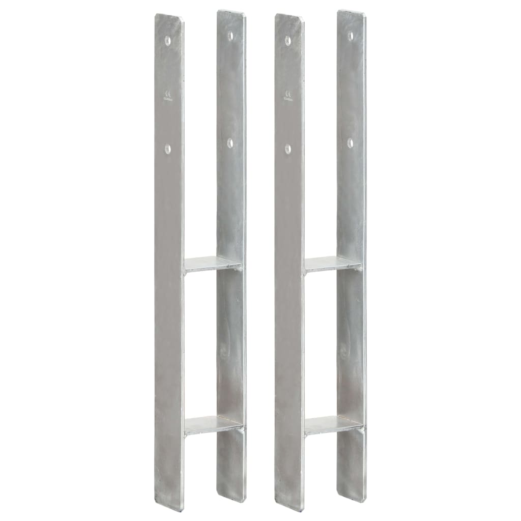 hegnspløkker 2 stk. 8x6x60 cm galvaniseret stål sølvfarvet billede