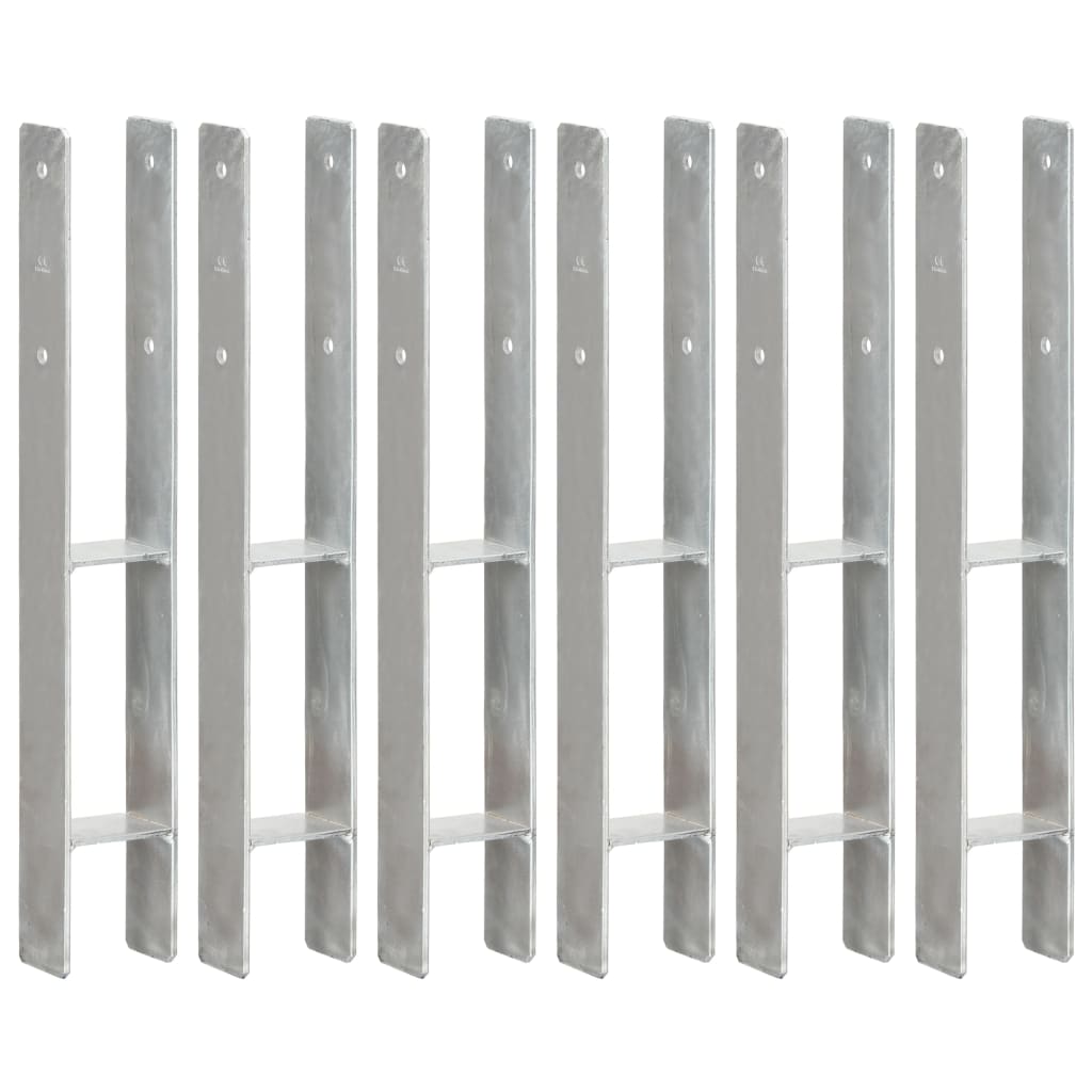 hegnspløkker 6 stk. 8x6x60 cm galvaniseret stål sølvfarvet billede