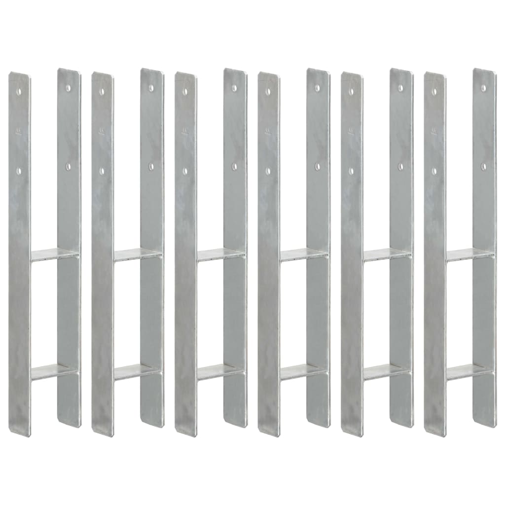 hegnspløkker 6 stk. 9x6x60 cm galvaniseret stål sølvfarvet billede