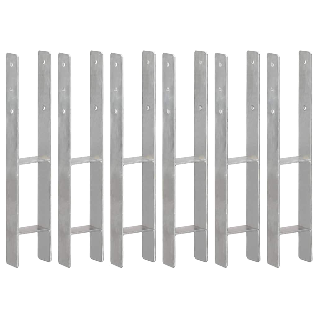 hegnspløkker 6 stk. 10x6x60 cm galvaniseret stål sølvfarvet billede