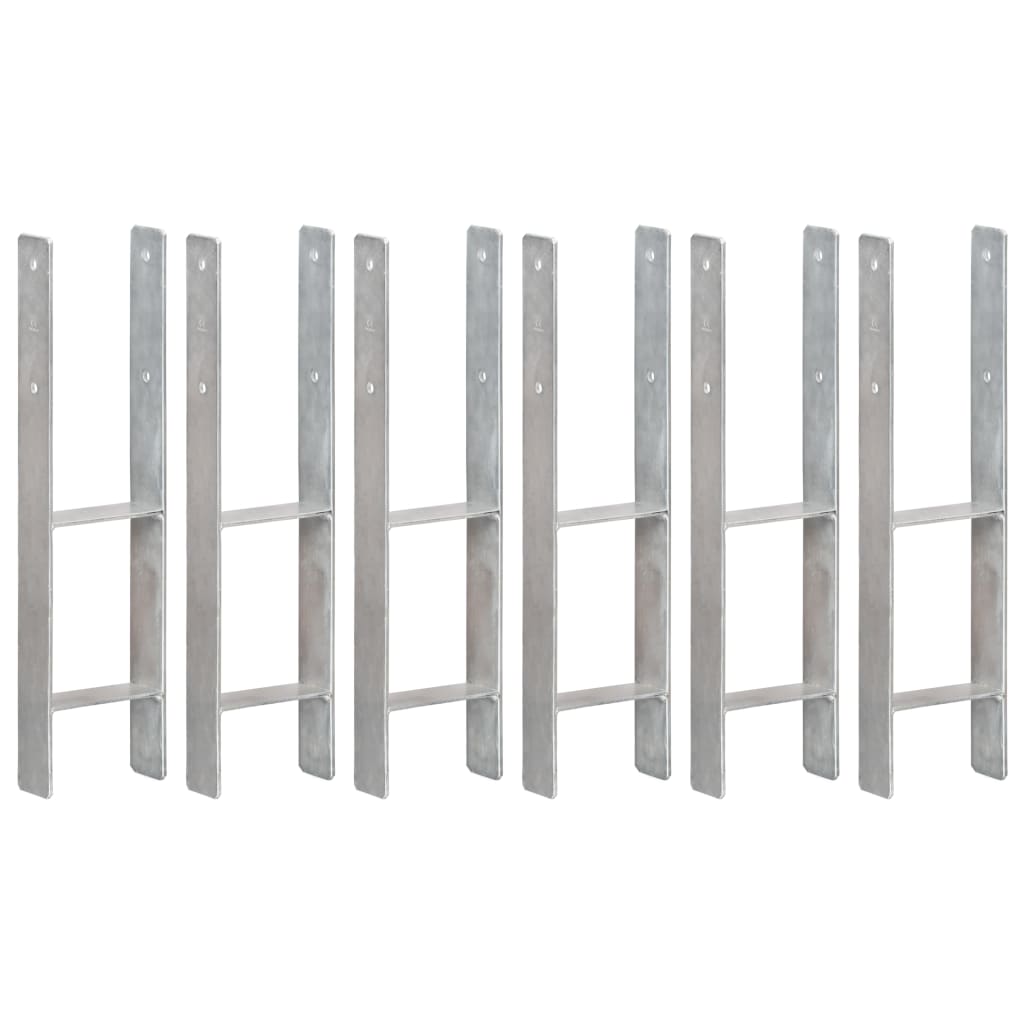 hegnspløkker 6 stk. 14x6x60 cm galvaniseret stål sølvfarvet billede