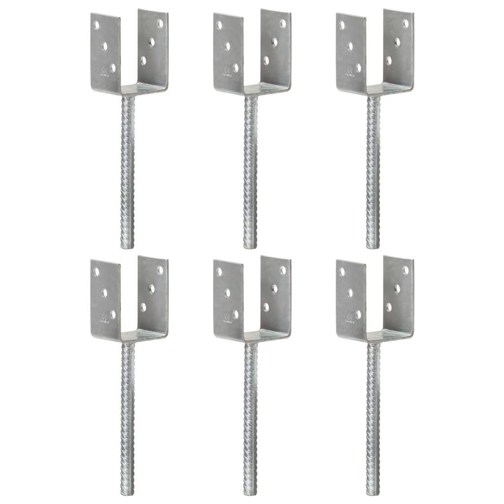 hegnspløkker 6 stk. 7x6x30 cm galvaniseret stål sølvfarvet billede