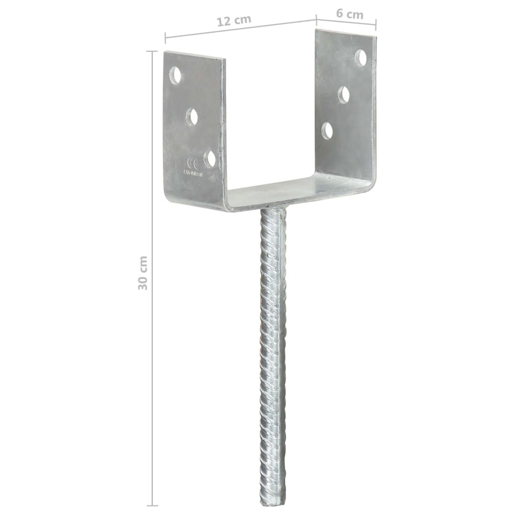 hegnspløkker 6 stk. 12x6x30 cm galvaniseret stål sølvfarvet