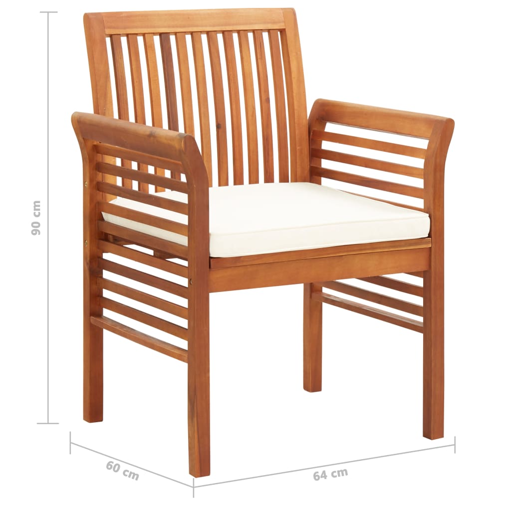 udendørs spisebordssæt 5 dele med hynder massivt akacietræ