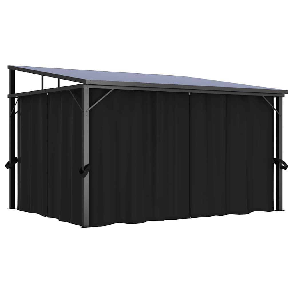 pavillon med gardin 405x294x244 cm antracitgrå