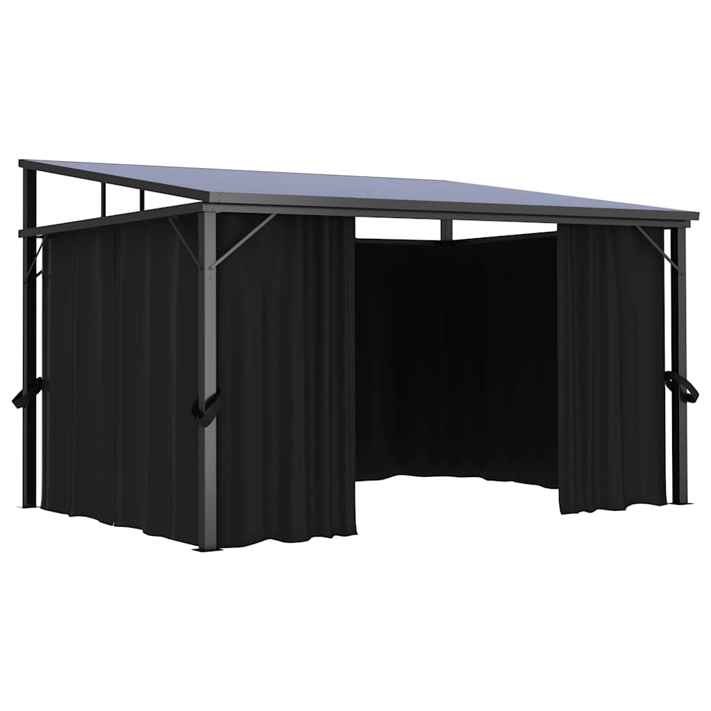 pavillon med gardin 405x294x244 cm antracitgrå