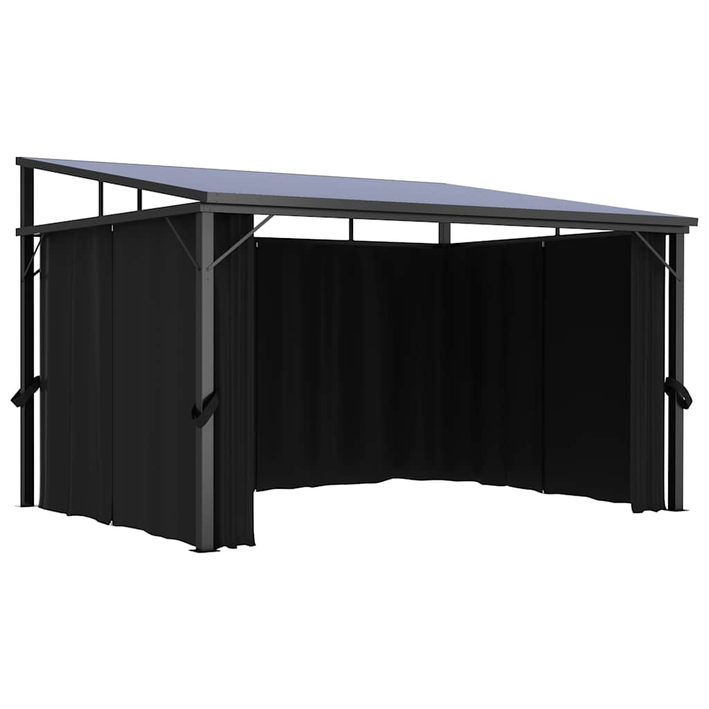 pavillon med gardin 405x294x244 cm antracitgrå
