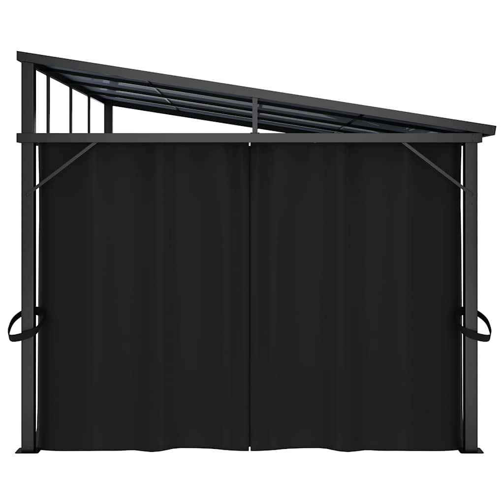 pavillon med gardin 405x294x244 cm antracitgrå