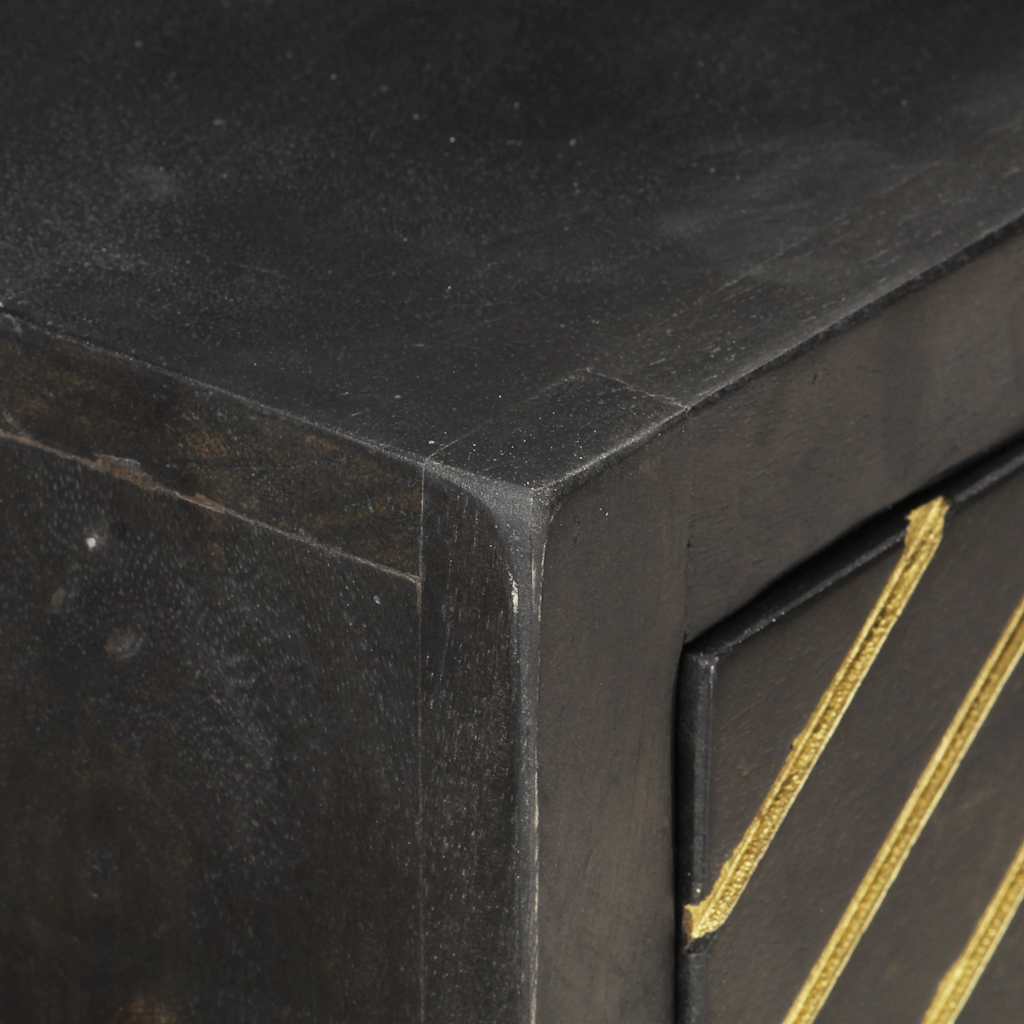 konsolbord 90x30x75 cm massivt mangotræ sort og guldfarvet