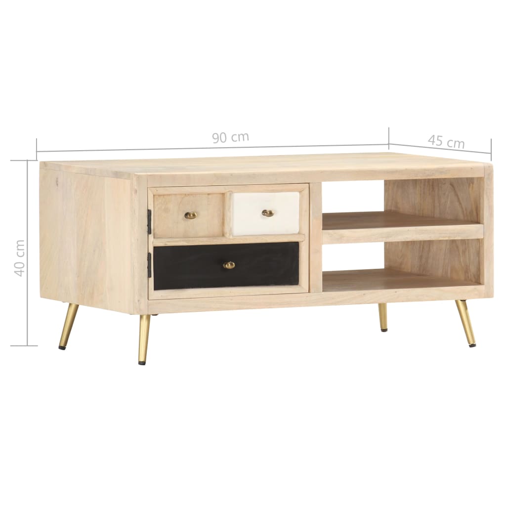 sofabord 90 x 45 x 40 cm massivt mangotræ