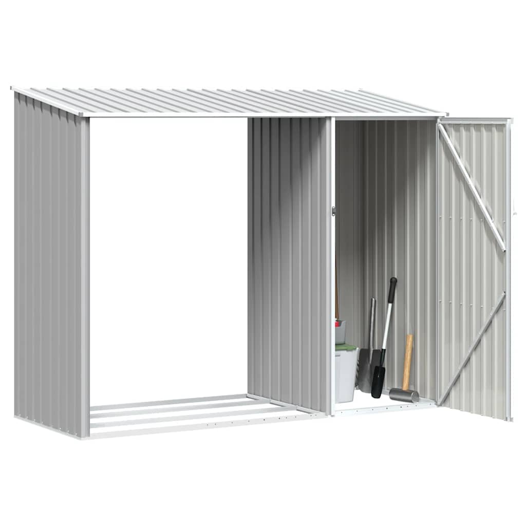 brændeskur 245x98x159 cm galvaniseret stål grå
