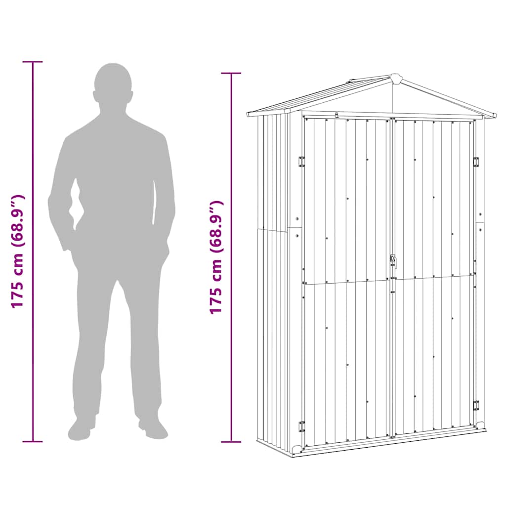 haveskur 116x45x175 cm galvaniseret stål grå