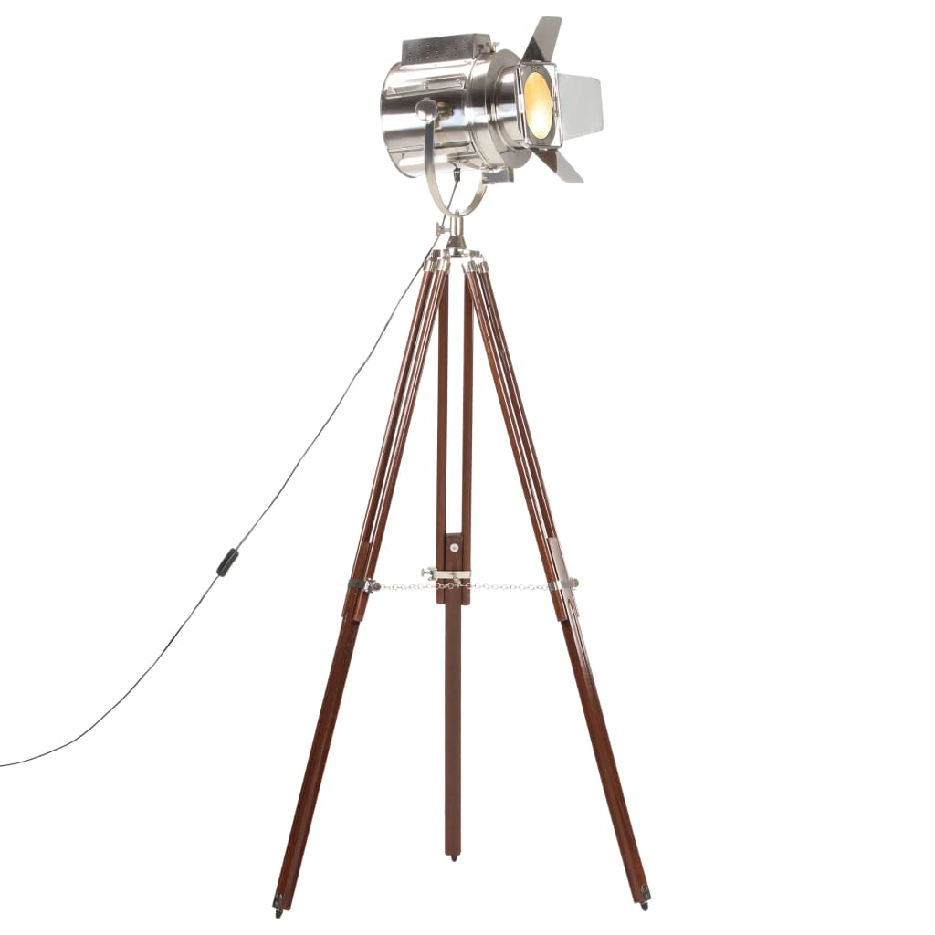gulvlampe med trefod 180 cm massivt mangotræ billede