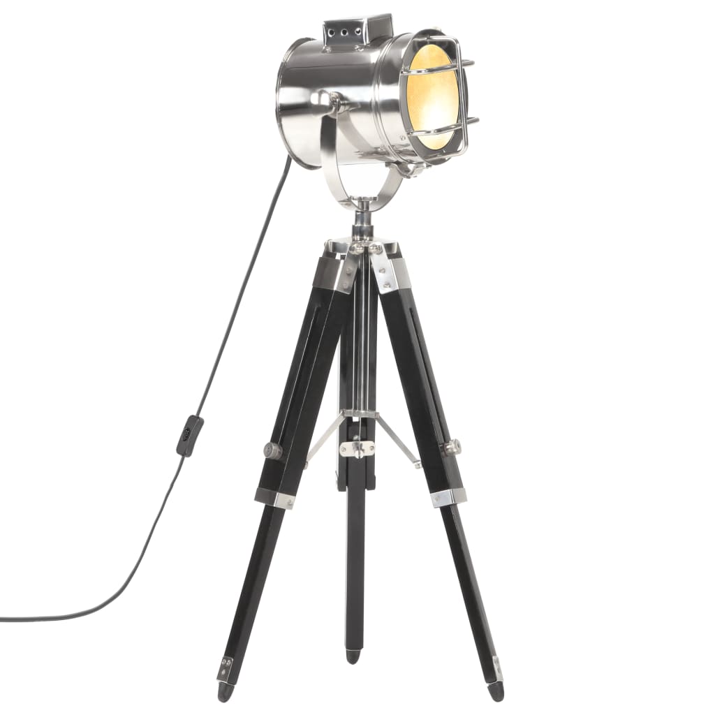 gulvlampe med trefod 69 cm massivt mangotræ sort billede