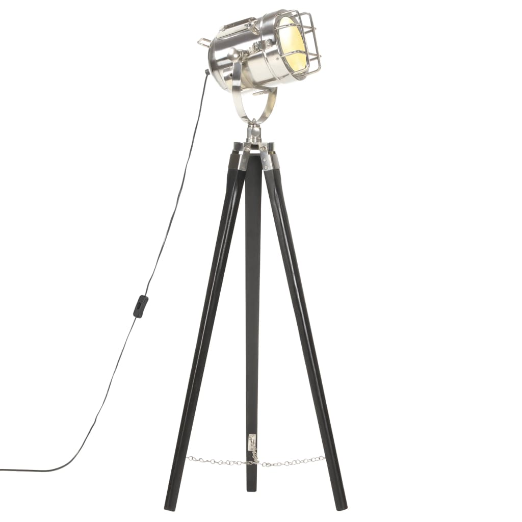 gulvlampe med trefod 97 cm massivt mangotræ sort billede