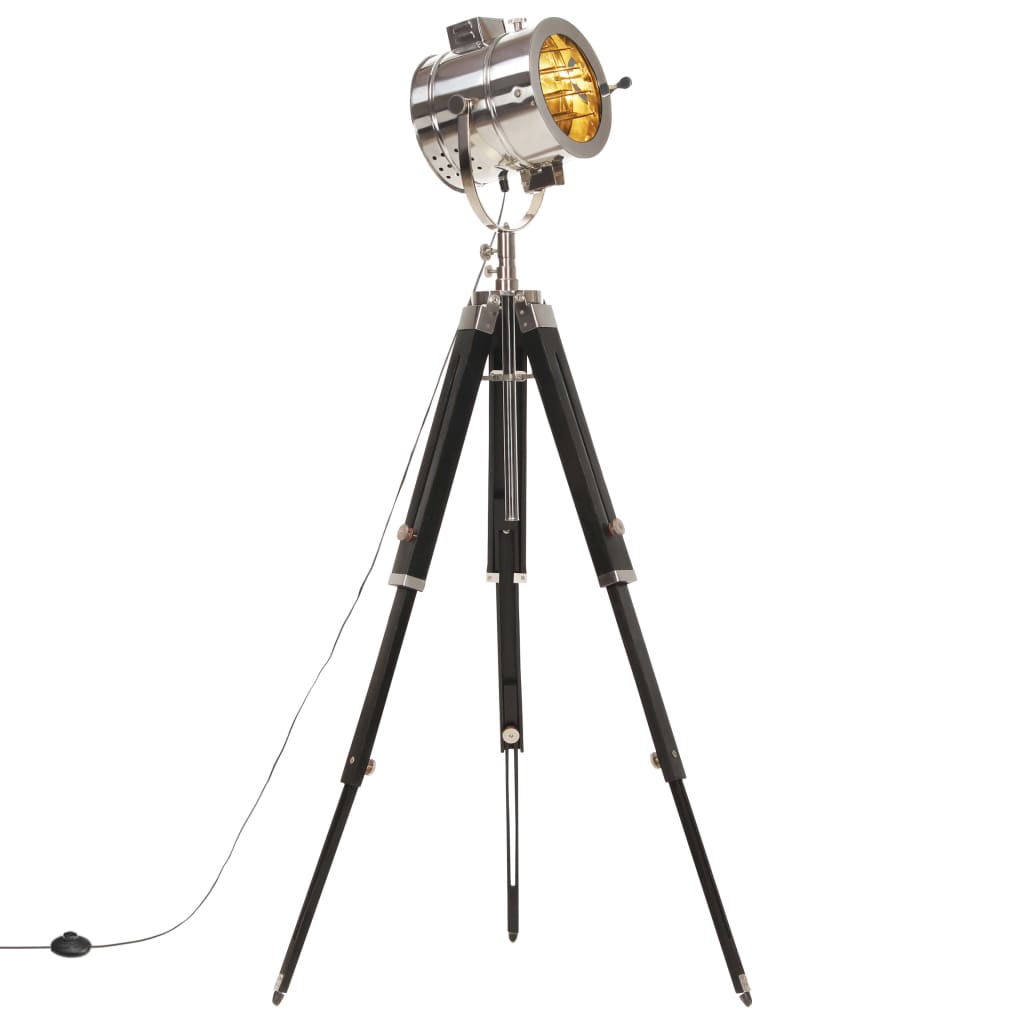 gulvlampe med trefod 165 cm massivt mangotræ billede