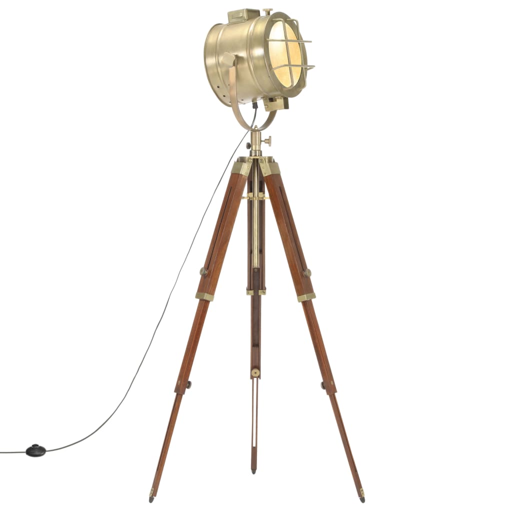 gulvlampe med trefod 165 cm massivt mangotræ billede