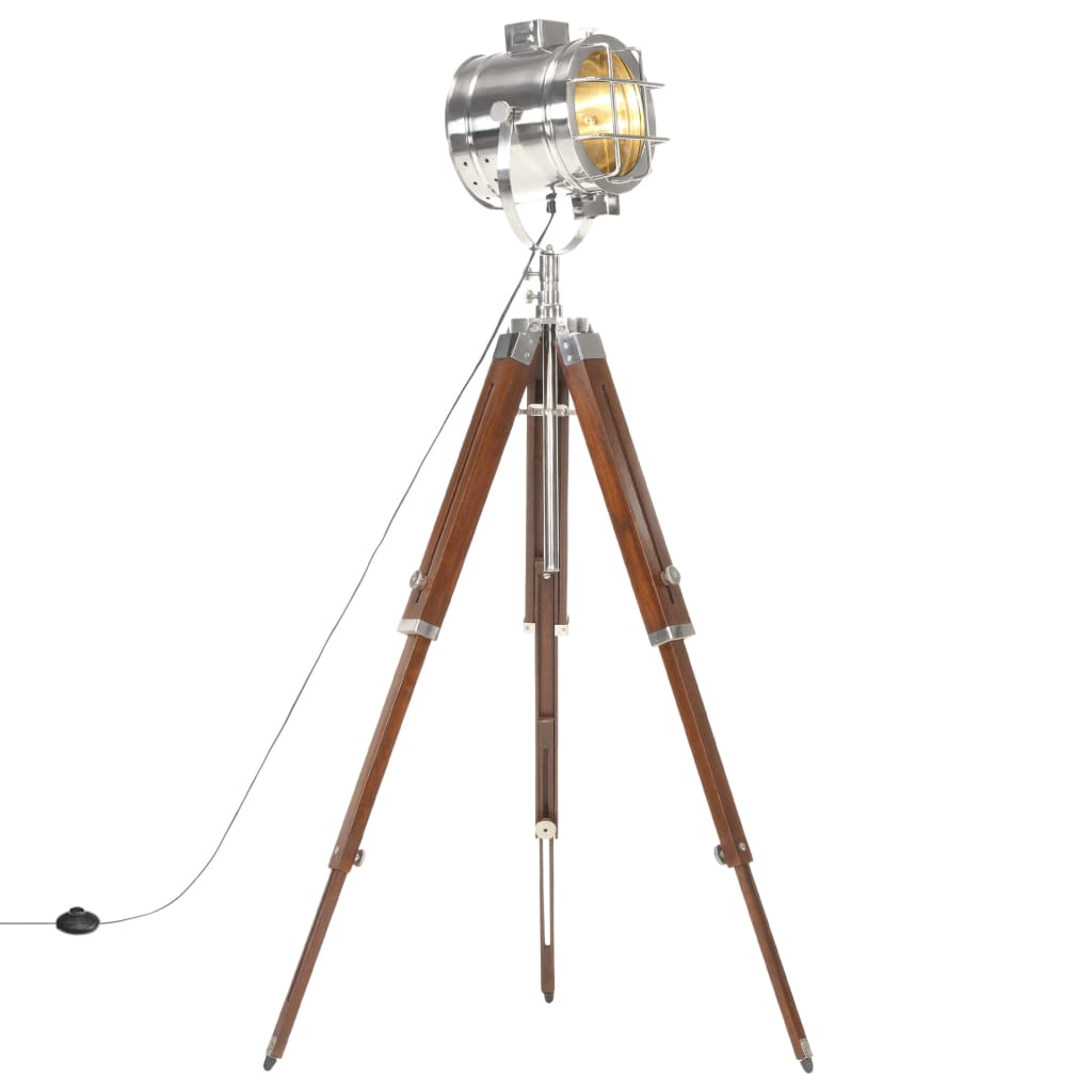 gulvlampe med trefod 165 cm massivt mangotræ billede