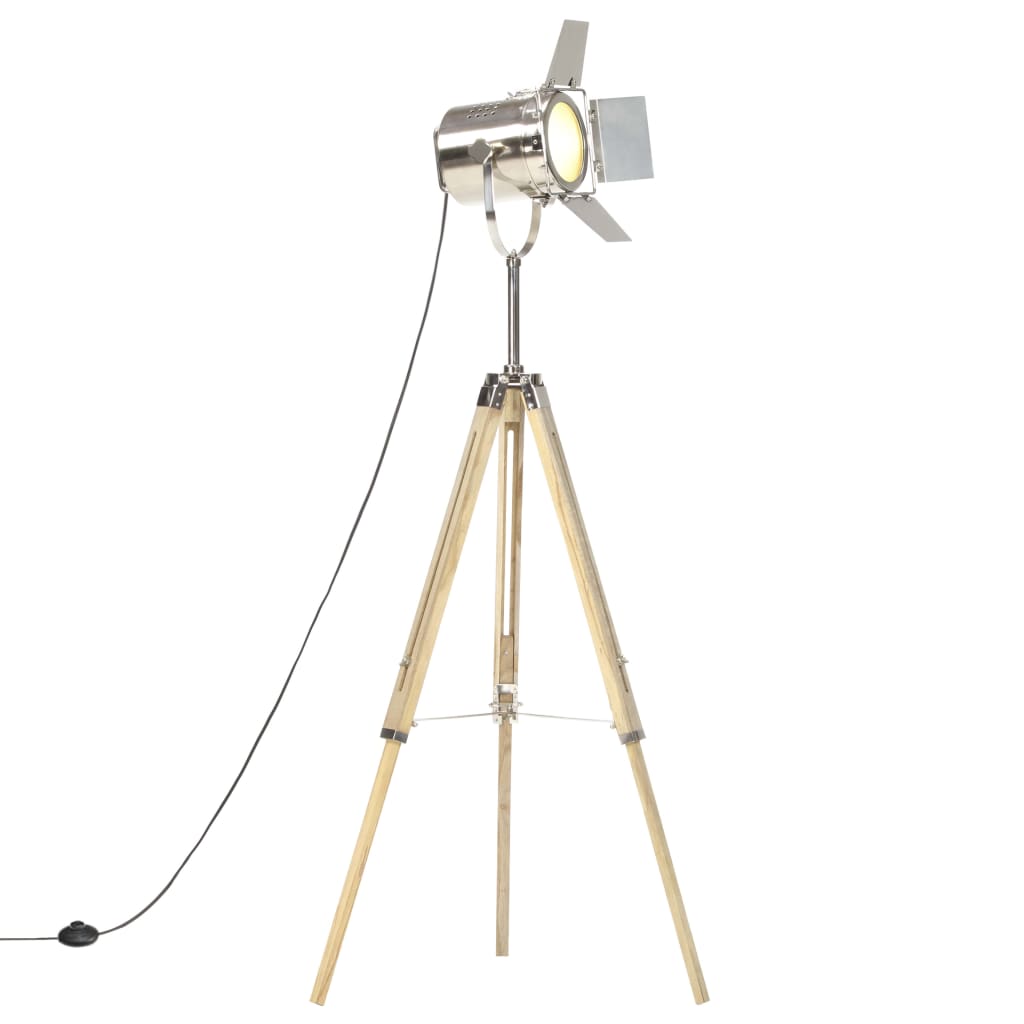 gulvlampe med trefod 140 cm massivt mangotræ billede