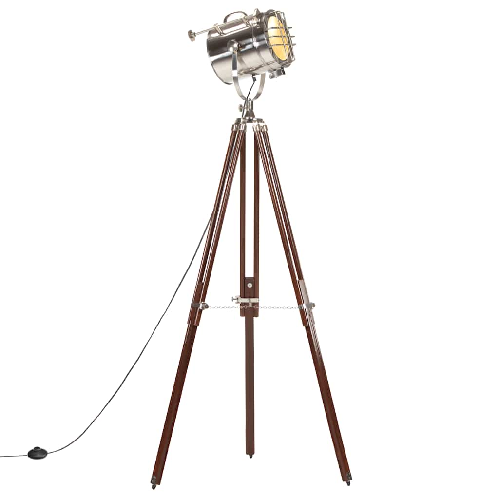 gulvlampe med trefod 180 cm massivt mangotræ billede