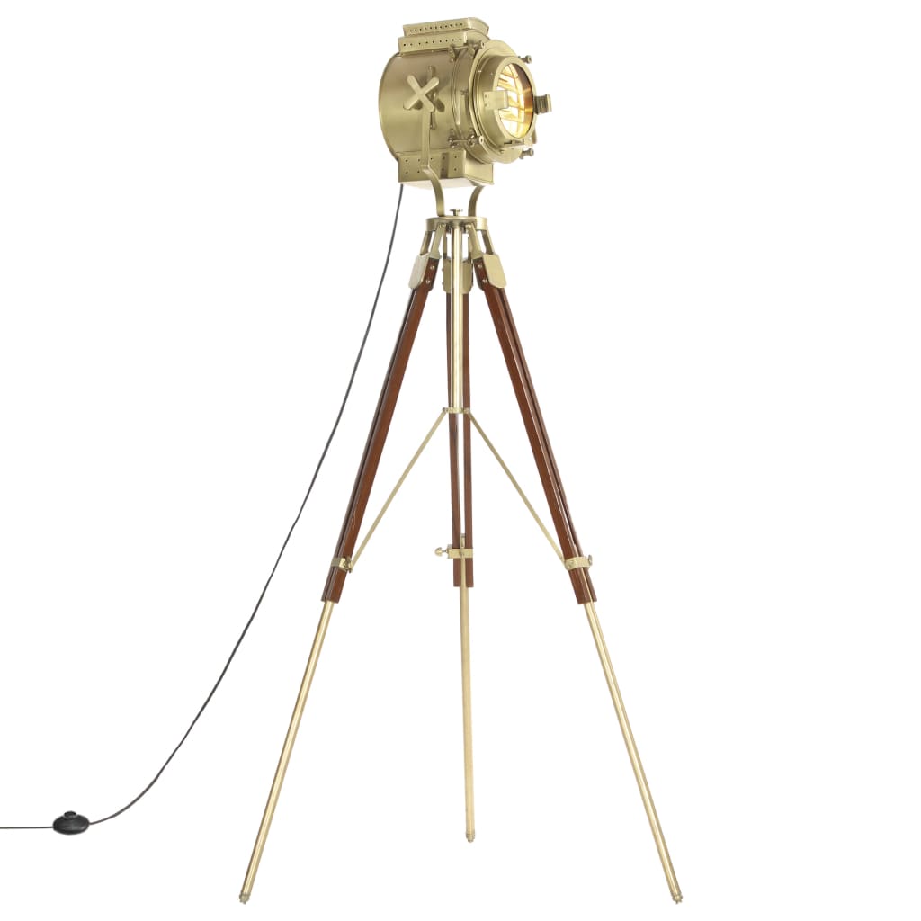 gulvlampe med trefod 193 cm massivt mangotræ billede