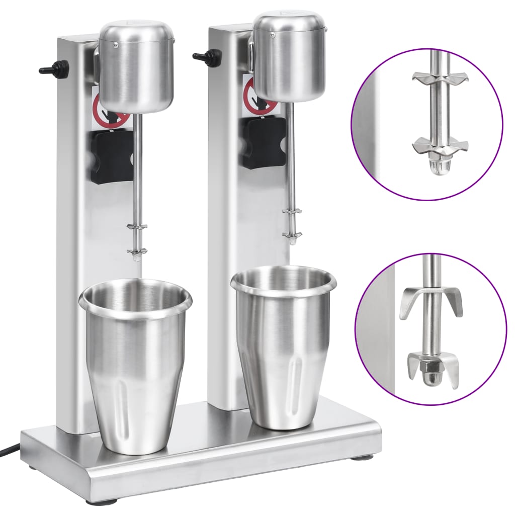 milkshakemaskine med 2 kopper 2 l rustfrit stål