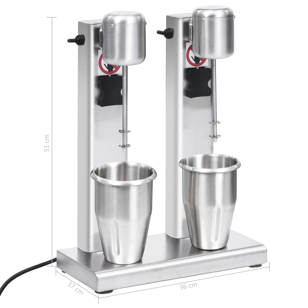 milkshakemaskine med 2 kopper 2 l rustfrit stål