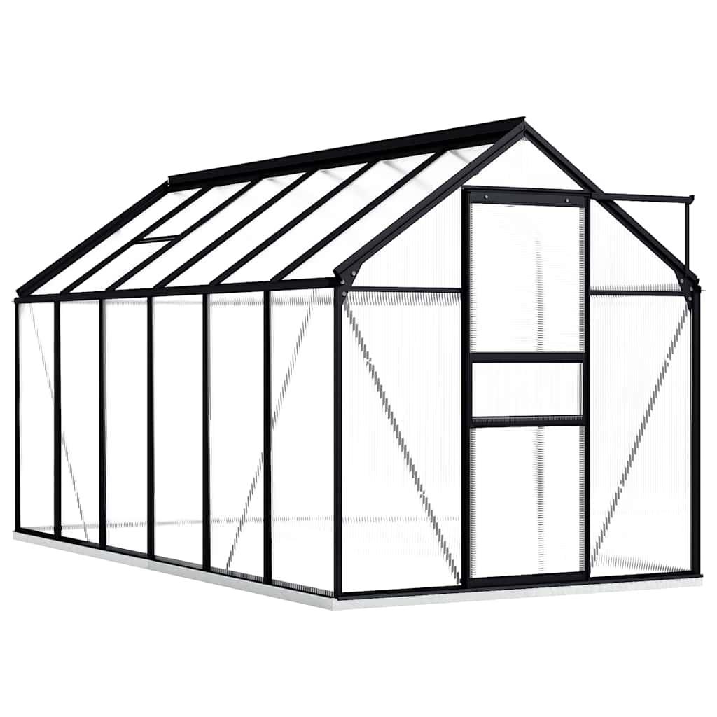 drivhus med fundamentramme 7,03 m² aluminium antracitgrå