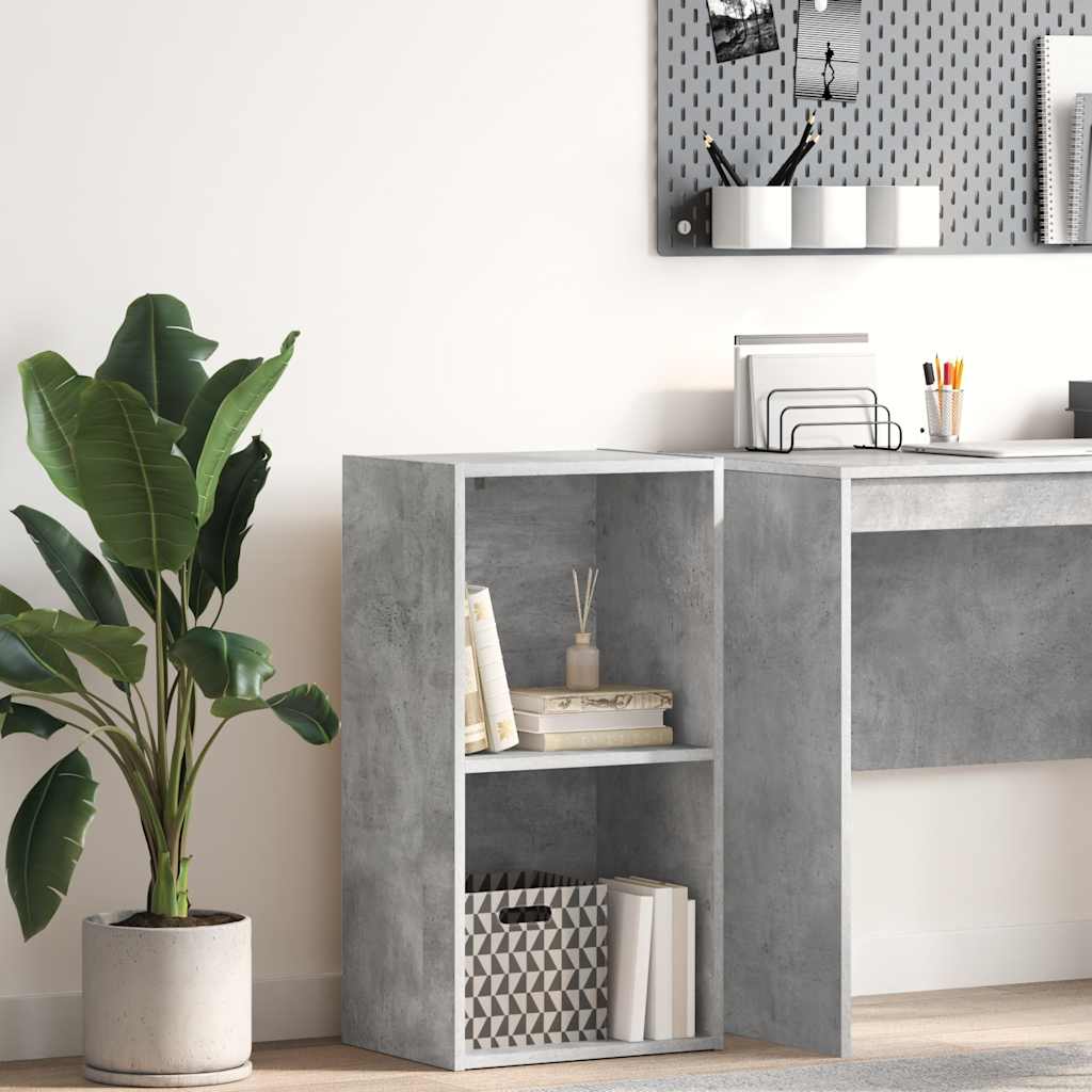 Bogreol Med 2 Hylder 40X30X76,5 Cm Konstrueret Træ Betongrå - 40 cm / 76.5 cm