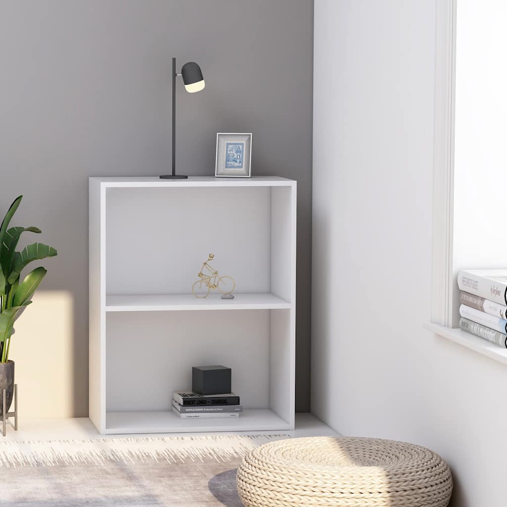 bogreol med 2 hylder 60x30x76,5 cm konstrueret træ hvid