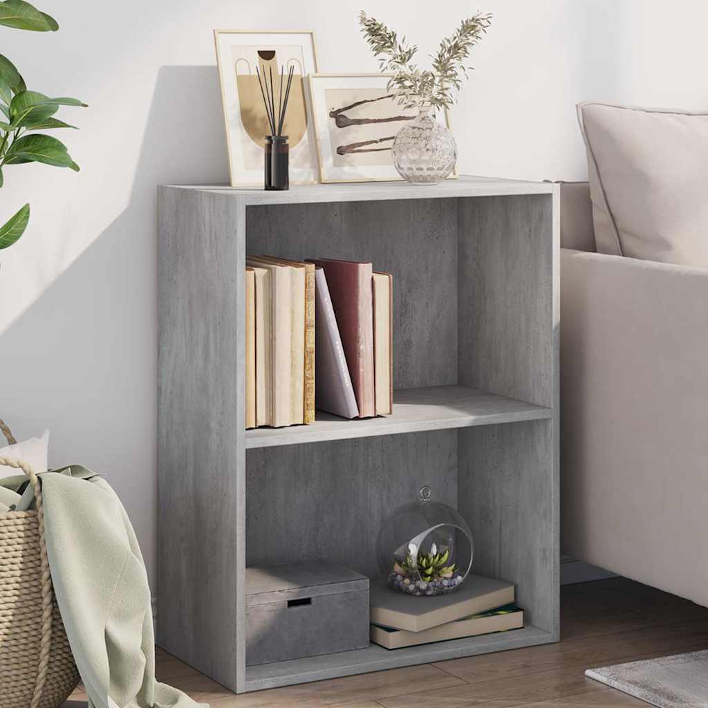 Bogreol Med 2 Hylder 40X30X76,5 Cm Konstrueret Træ Betongrå - 60 cm / 76.5 cm