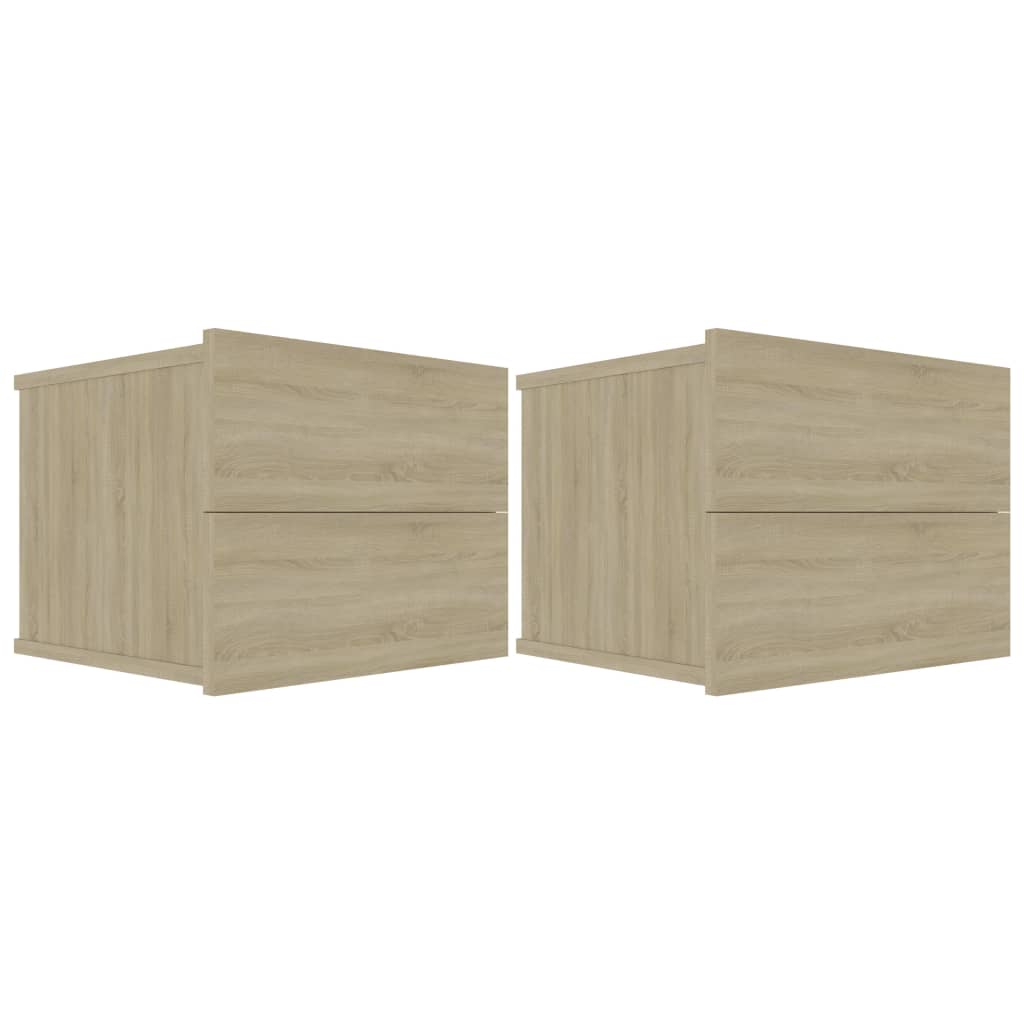 sengeborde 2 stk. 40x30x30 cm konstrueret træ sonoma-eg