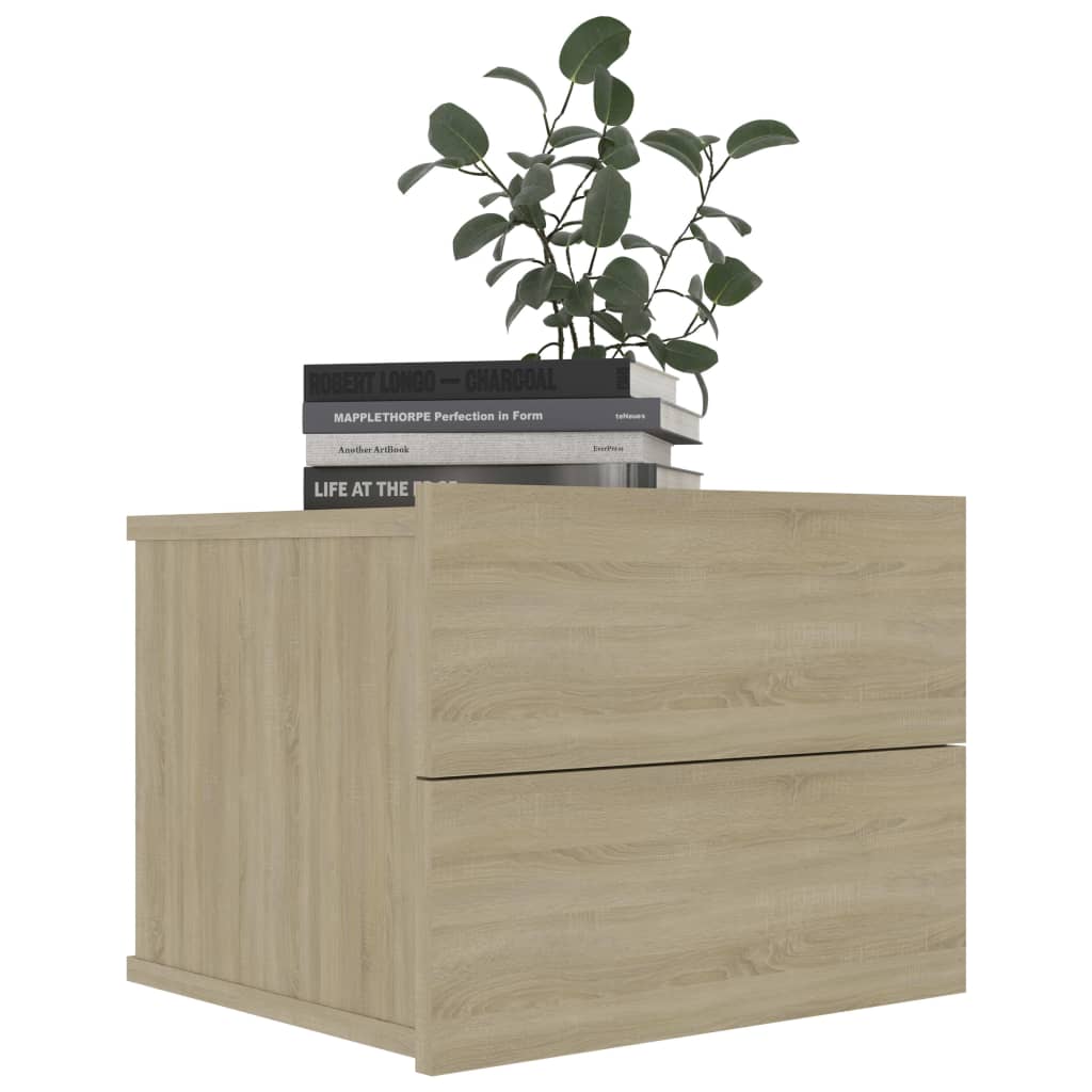 sengeborde 2 stk. 40x30x30 cm konstrueret træ sonoma-eg