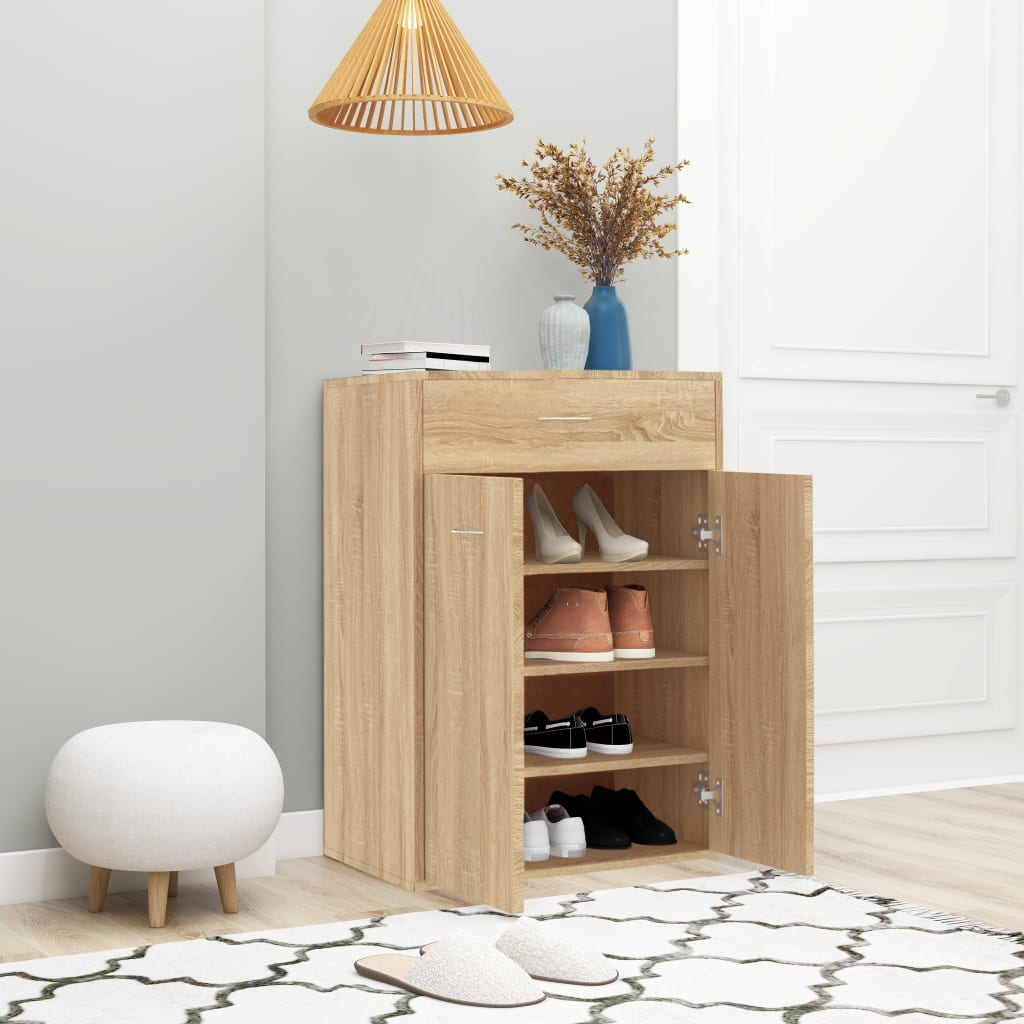 skoskab 60x35x84 cm konstrueret træ sonoma-eg