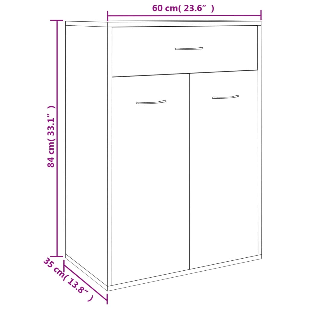 skoskab 60x35x84 cm konstrueret træ sonoma-eg