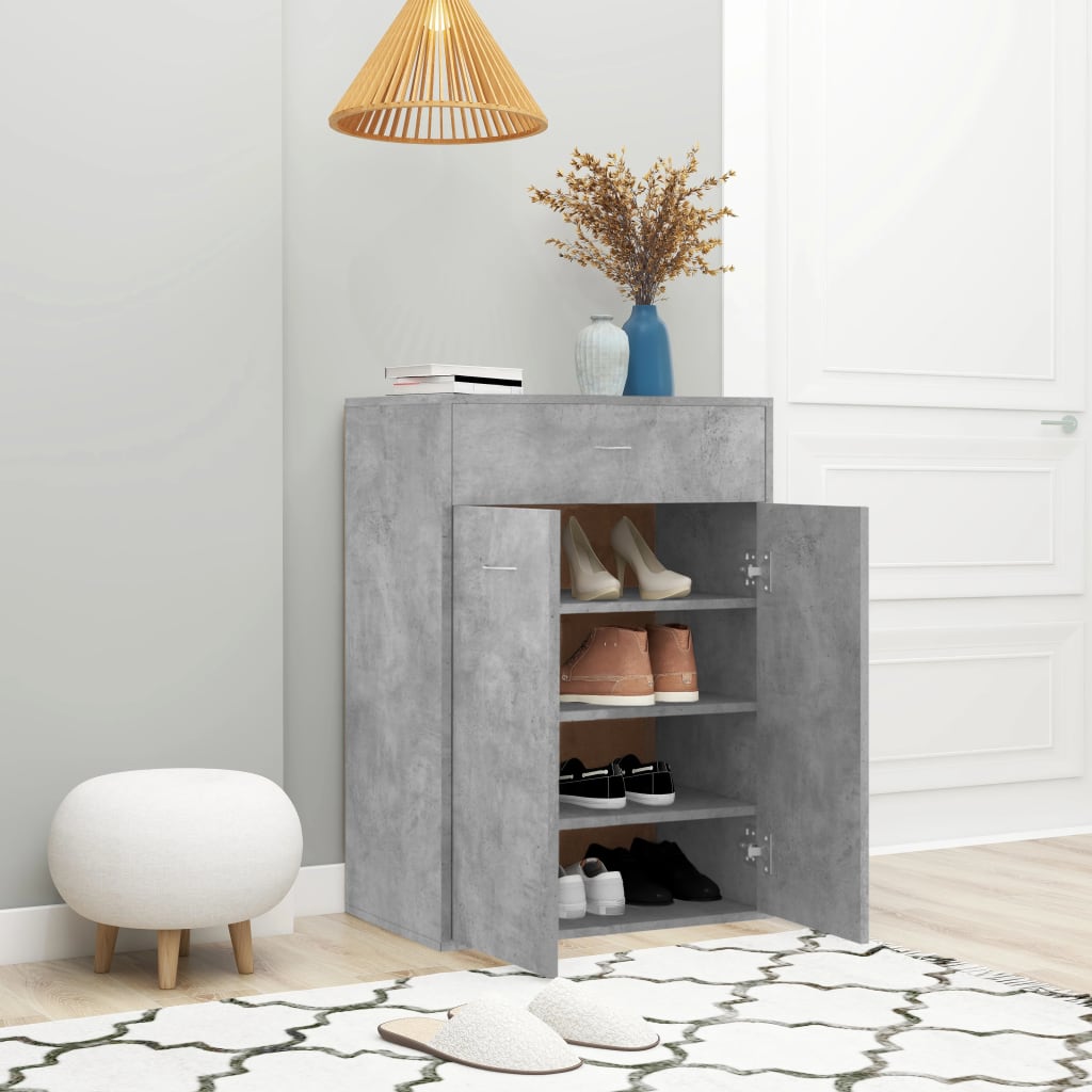 skoskab 60x35x84 cm konstrueret træ betongrå