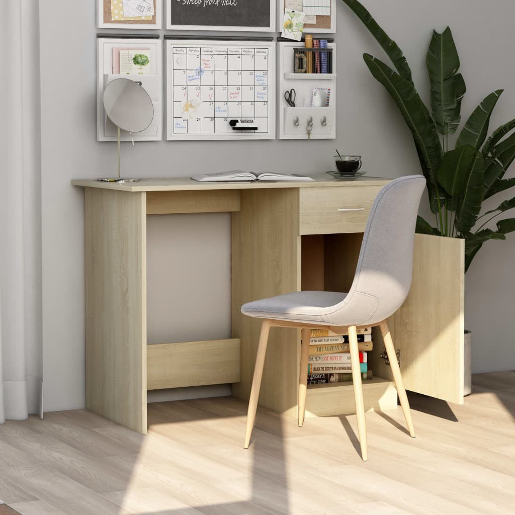 skrivebord 100x50x76 cm konstrueret træ sonoma-eg