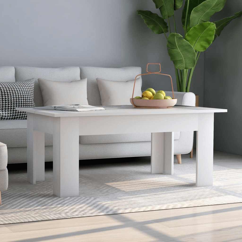 sofabord 100x60x42 cm konstrueret træ hvid