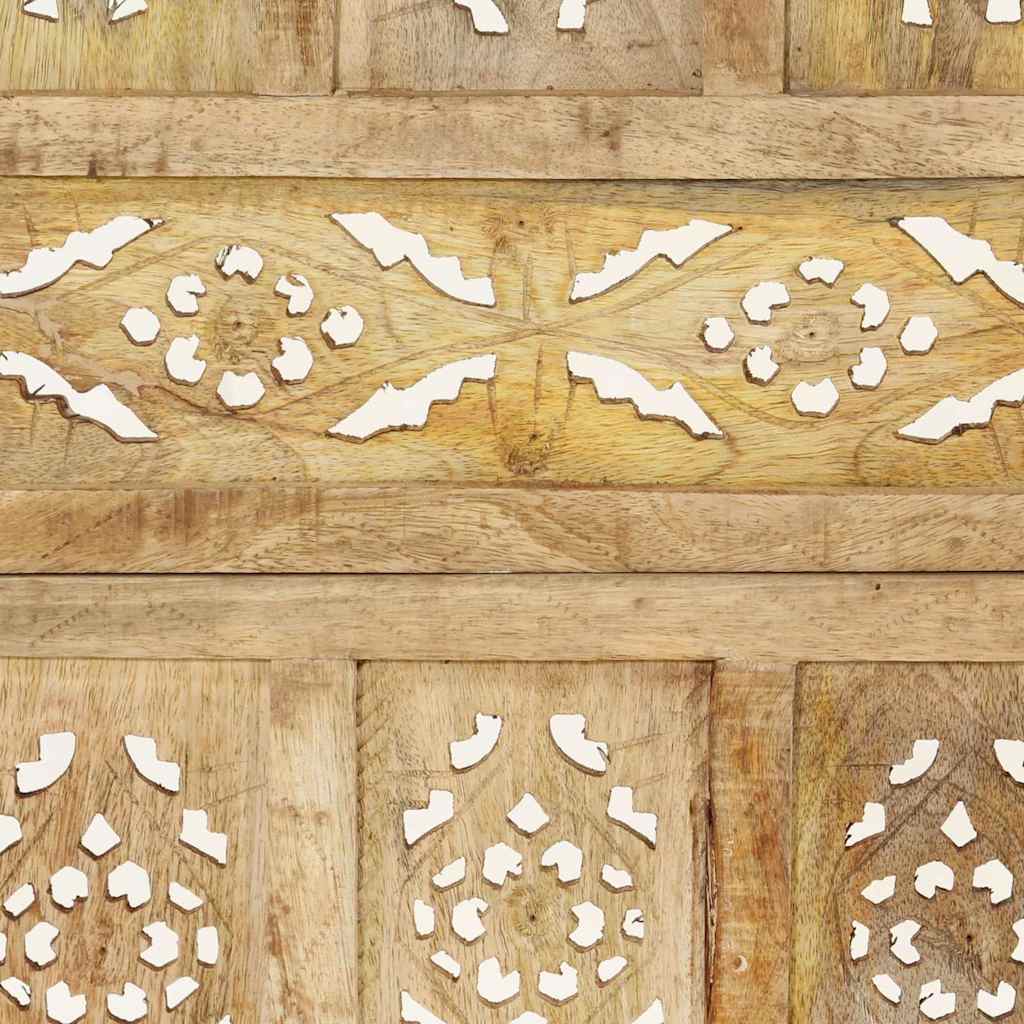4-panels rumdeler håndskåret 160 x 165 cm massivt mangotræ