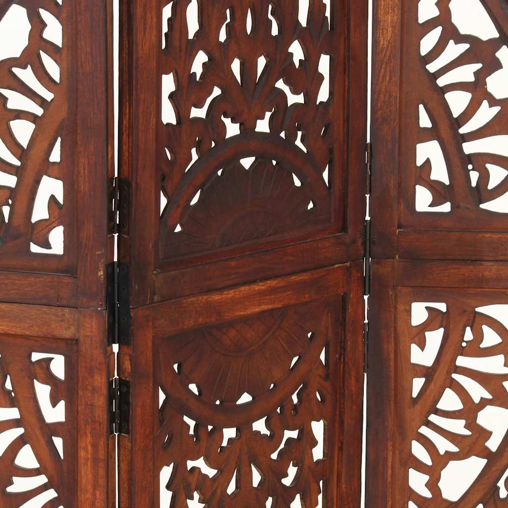 3-panels rumdeler håndskåret 120 x 165 cm massivt mangotræ brun
