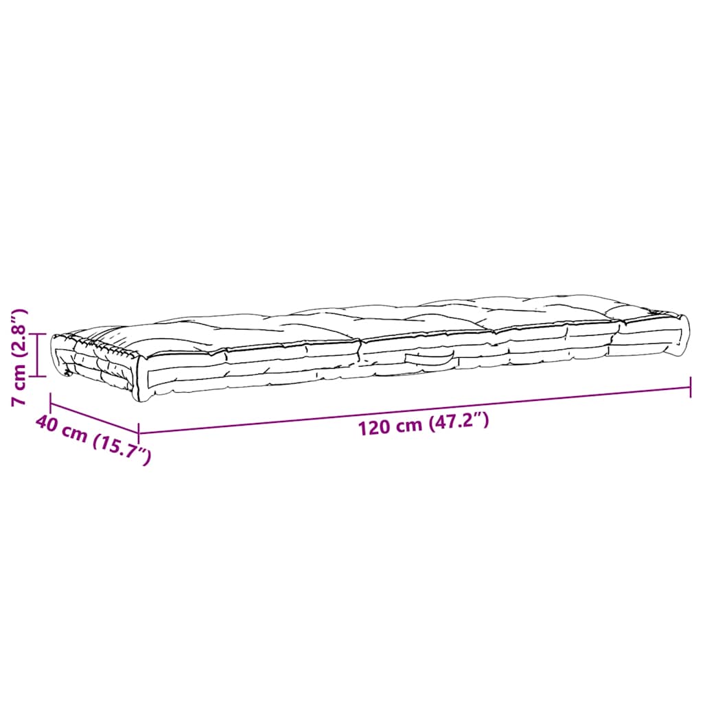 hynde til pallesofa 120x40x7 cm bomuld beige