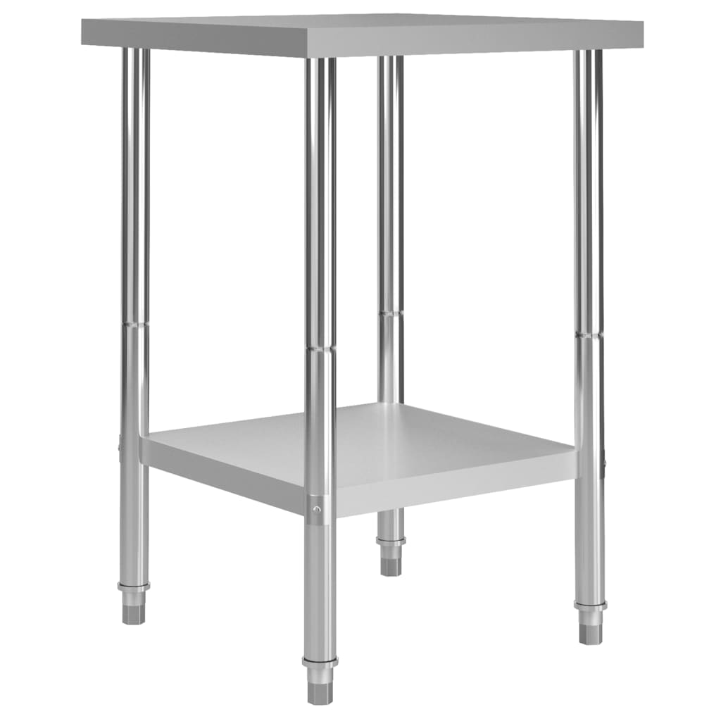 arbejdsbord til køkken 60x60x85 cm rustfrit stål billede
