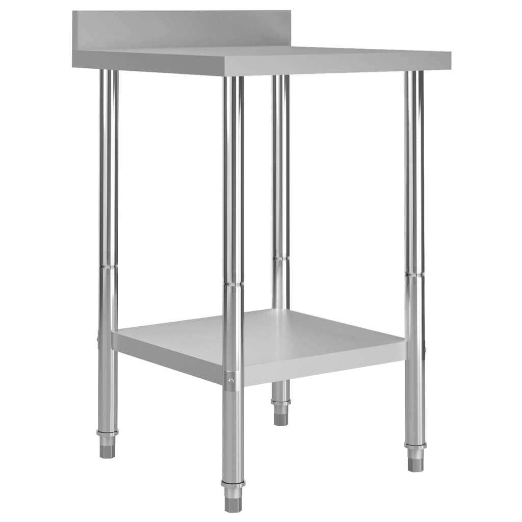 arbejdsbord til køkken m. stænkplade 60x60x93 cm rustfrit stål billede