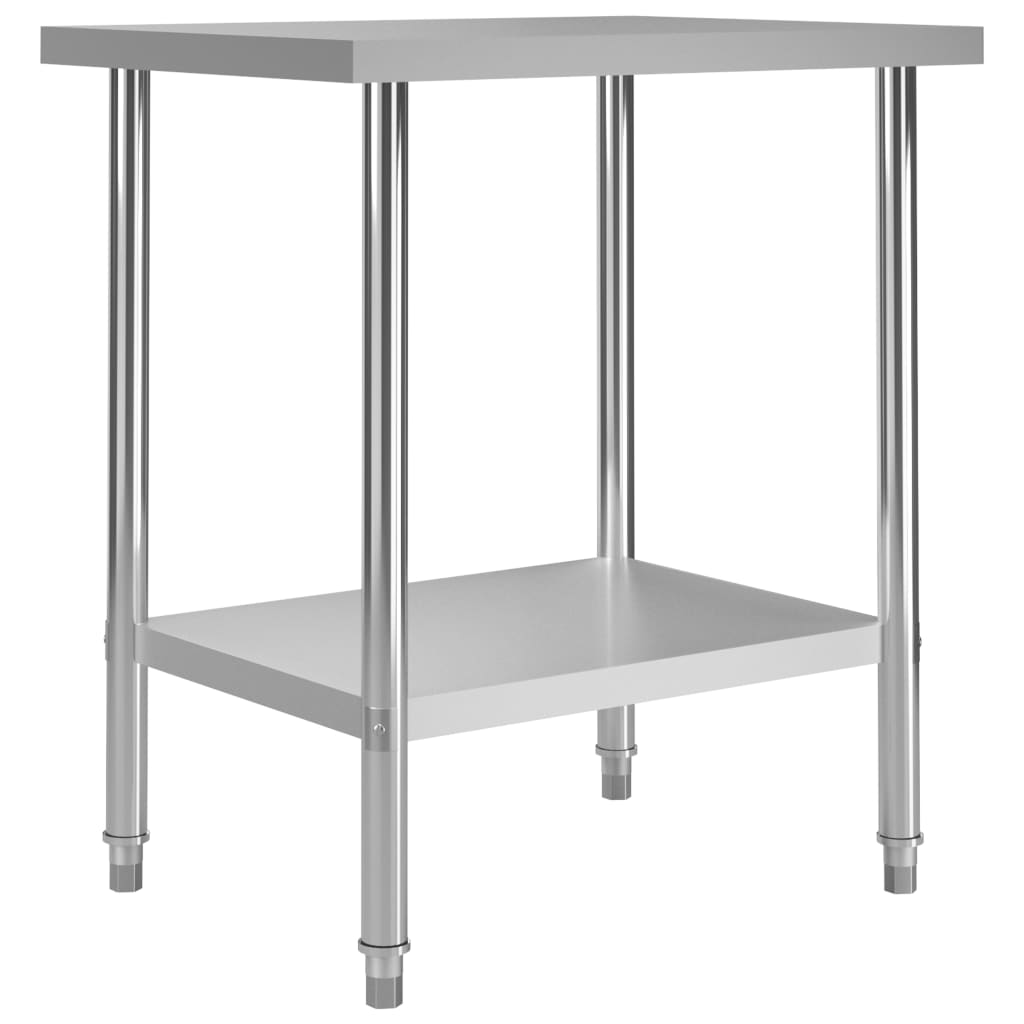 arbejdsbord til køkken 80x60x85 cm rustfrit stål billede